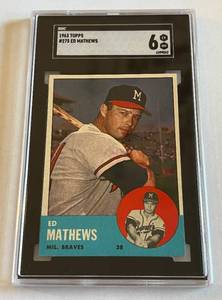 lot 19 image: Ed Mathews SGC 6 EX-NM 1963 Topps #275 Vintage Baseball Card