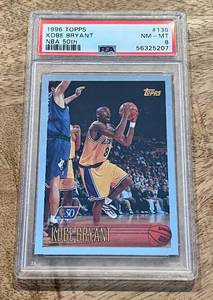 lot 3A image: Kobe Bryant RC PSA 8 NM-MT 1996 Topps NBA 50th #138 Foil Rookie Basketball Card - RARE