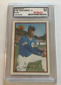 lot 20C image: Ken Griffey Jr RC Graded 9 Mint 1989 Bowman #220 Rookie Baseball Card