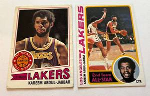 lot 23C image: Kareem Abdul-Jabbar 2 Card Vintage Basketball Lot