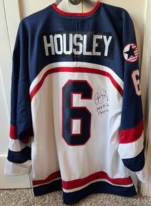 lot 5C image: Phil Housley Signed 2002 US Olympic Team Replica Nike Jersey Size XL with Beckett COA