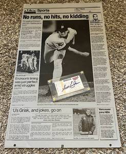 lot 4B image: Scott Erickson Signed No-Hitter Ticket Stub and Rare Stare Tribune Printing Plate - April 27, 1994 - Minnesota Twins Baseball