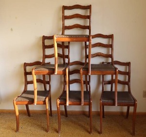 lot 6 image: (6) Vintage Tell City Chairs Duncan Phyfe Style Mahogany Chairs...
