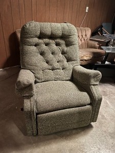 lot 20 image: Larger Upholstered Recliner Tweed Grey Tones
