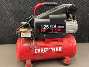 lot 5 image: Craftsman 3 Gallon Air Compressor with 1 HP Motor