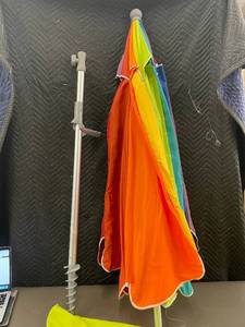 lot 8 image: B2 - Colorful Patio Umbrella with Spiral Ground Anchor