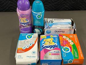 lot 56 image: 1.6 - Assorted Laundry Enhancers and Dryer Sheets Lot