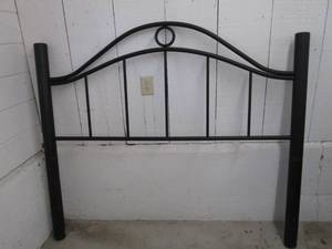 lot 158 image: Black Tubular Metal Headboard...