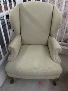 lot 195 image: Sage green Upholstered Wingback sty...