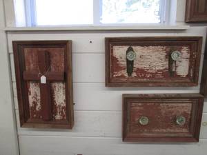 lot 200 image: Barnwood framed antique glass door ...