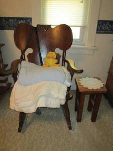 lot 217 image: Vintage Wood rocking chair PLUS sma...
