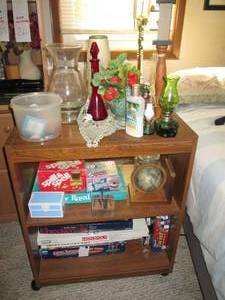 lot 268 image: Rolling microwave cart plus games a...