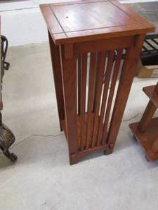 lot 104 image: Hardwood mission style plant stand ...