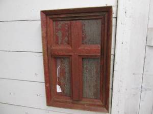 lot 105 image: Barnwood framed gaton cross wall de...