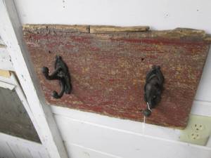 lot 108 image: Double Cast Iron barnwood coat hook...