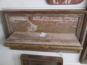 lot 114 image: Barnwood framed wall shelf with cas...