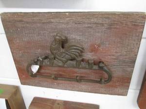 lot 121 image: Barnwood and Rooster cast iron key ...