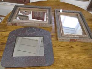 lot 131 image: Barnwood framed wall mirrors PLUS S...