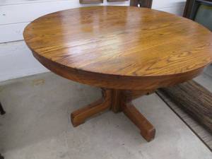 lot 137 image: 49 round Hardwood pedestal dining ...