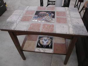 lot 146 image: Native Themed Wood framed tile inla...