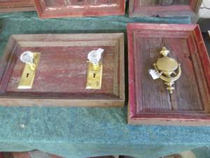lot 149 image: Barnwood framed brass door knocker ...