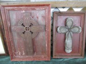 lot 51 image: Pair of assorted barnwood framed Cr...