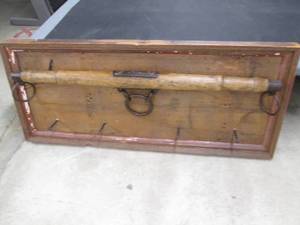 lot 60 image: 43.5in Long Barnwood framed ox yoke...