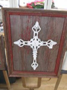lot 71 image: Rustic barnwood framed Cast Iron Vi...