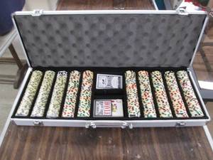 lot 80 image: Vintage Poker game in heavy duty me...