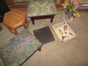 lot 306 image: Footstools, decor and 911 tribute a...