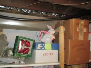 lot 340 image: Deep shelf filled with decorations ...