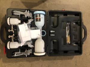 lot 22 image: Husky HVLP and Standard Gravity Feed Spray Gun Kit  Customer Returns See Pictures