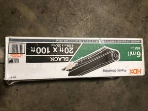 lot 7 image: HDX 20 ft. x 100 ft. Black 6 mil Plastic Sheeting   Customer Returns See Pictures