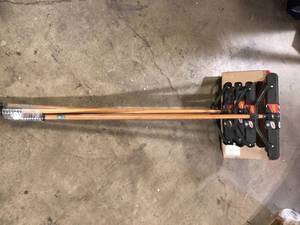 lot 30 image: Lot of Libman 24 in. Heavy-Duty Multi-Surface Squeegee Push Broom with Brace and Steel Handle  Customer Returns See Pictures
