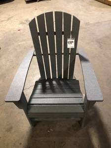lot 33 image: POLYWOOD Grant Park Traditional Curveback Black Plastic Outdoor Patio Adirondack Chair (Set of 1) Customer Returns See Pictures