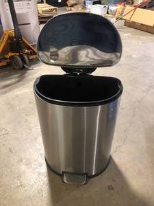 lot 39 image: StyleWell SW 13 gal. Stainless Steel Step-On Trash Can D-Shaped  Customer Returns See Pictures