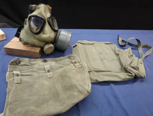VINTAGE GAS MASK AND BAGS