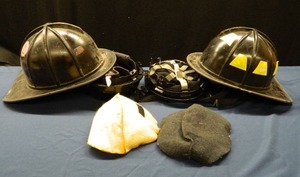FIREMAN HELMETS WITH INSERTS AND FELT HEADLINERS