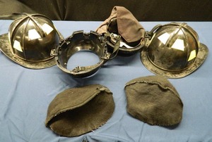 FIREMAN HELMETS WITH INSERTS AND FELT HEADLINERS