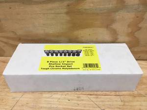 lot 59 image: Powerbuilt 8 Piece 12 Drive Shallow Impact Pro Socket Set