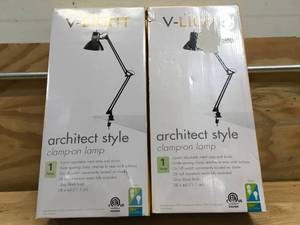 lot 102 image: Lot of 2 - V-Light Architect Style Clamp-On Lamp