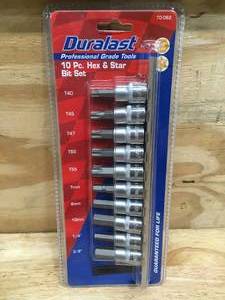 lot 83 image: Duralast 38 Drive 10 Piece Hex and Star Bit Set