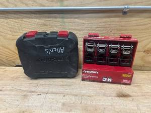 lot 99 image: HUSKY 37 Piece Bit Socket Set with 4 Pack of 12 FT x 1 IN Ratchet Tie Downs