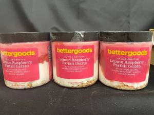 3 x Bettergoods Italian Crafted Lemon Raspberry Parfait Gelato - 16 FL OZ Each