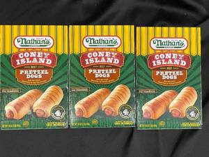 Group of 3 Nathans Coney Island Beef Pretzel Dogs - 16oz Each
