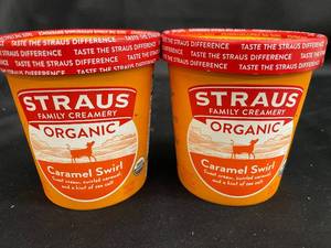 2 Pints of Organic Caramel Swirl Ice Cream - Straus Family Creamery