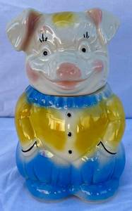 Vintage American Bisque Pig Hands in Pockets Cookie Jar
