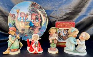 Vintage West Germany Goebel Figurine plus M.J. Hummel Plate, Ornament and Little Sweeper Figurine