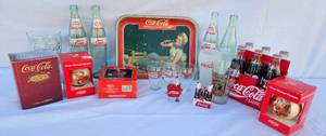 Coca Cola Collection - Glasses, Tray, Ornaments, Bottles, 1994 Commerative Bottle Set