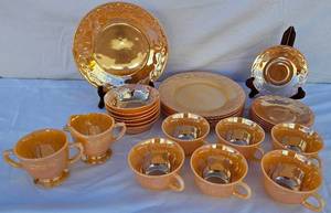 Vintage Fire King Peach Lusterware Set